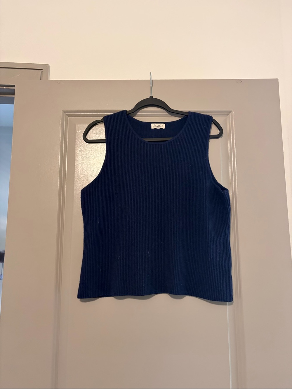 Navy blue ribbed sweater tank top | business casual work midsize